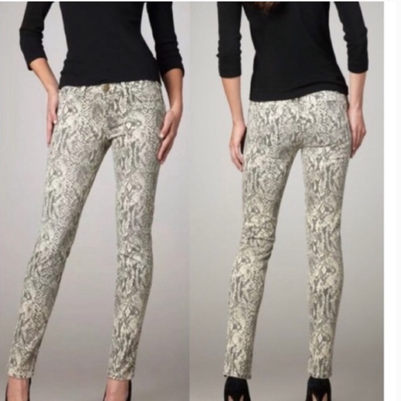 Current/Elliott Jeans Low Rise The Ankle Skinny Canvas Python Snake Print Sz 26‎ - Picture 5 of 16